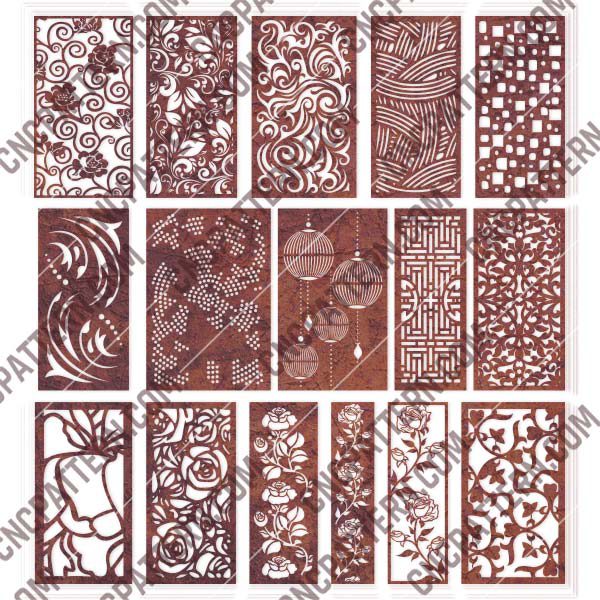 Kit 15 Panels Patterns Decorative Square Grids - EPS AI SVG DXF CDR