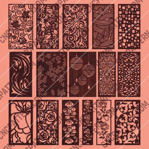 Kit 15 Panels Patterns Decorative Square Grids - EPS AI SVG DXF CDR