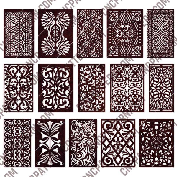 Kit 15 Panels Patterns Decorative - EPS AI SVG DXF CDR