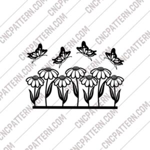 Flowers with Butterflies DXF Design