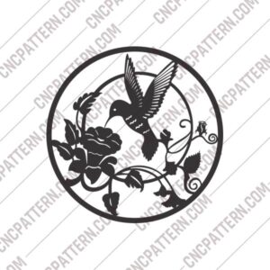 Hummingbird Floral DXF File